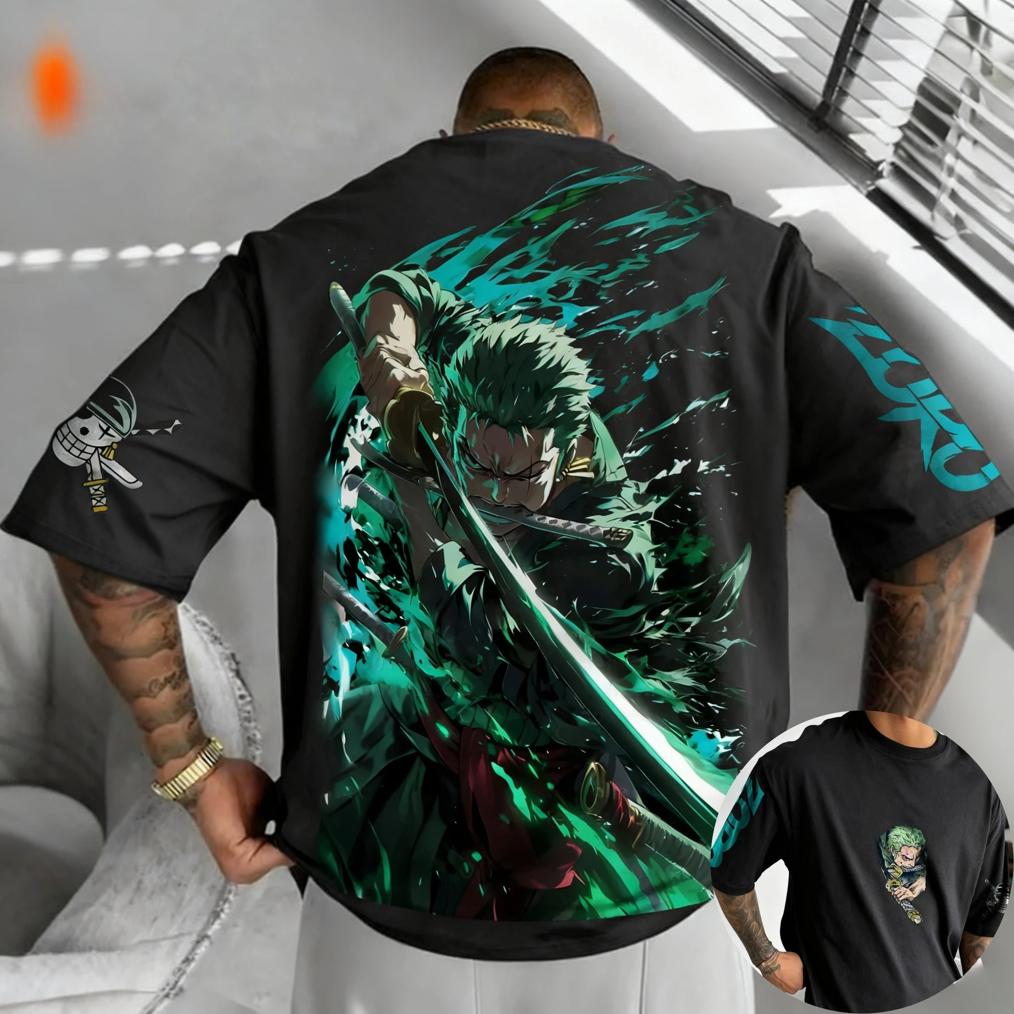 Cosplay Anime Zoro - 2026 One Piece Zoro Printed Cotton