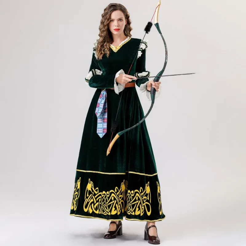 Anime Cosplay With Red Hair - Brave Cartoon Princess Merida Costume for