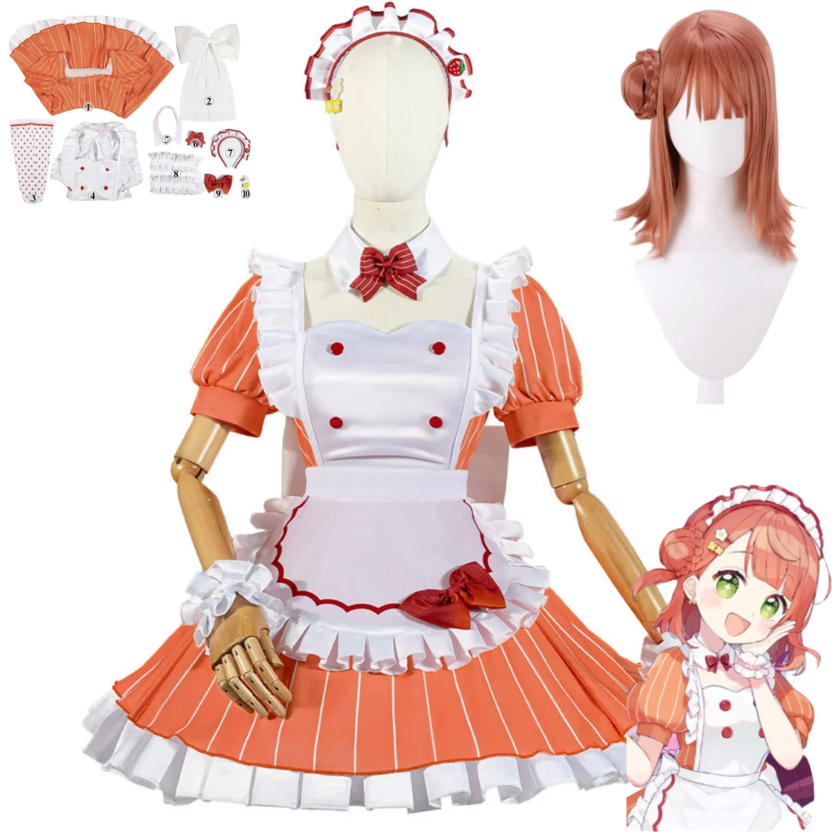Anime Cosplay Maid - Maid Dress Lolita Skirt Wig Woman