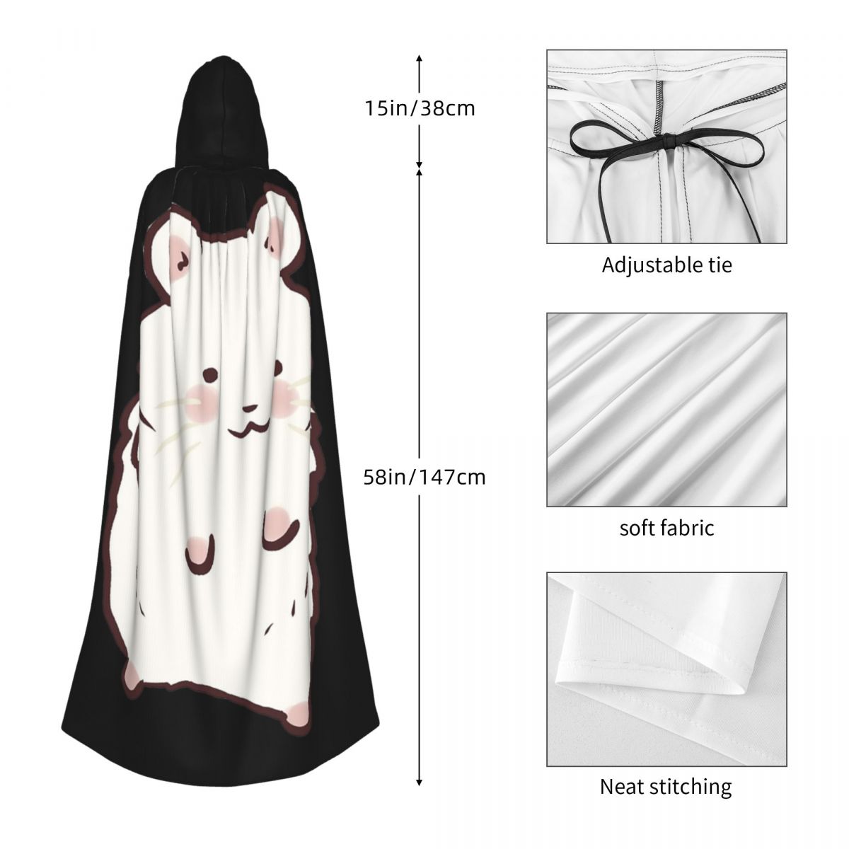 Cute Hamster Drawing Long Hood – Anime Cosplay Drawing recenzja i cena