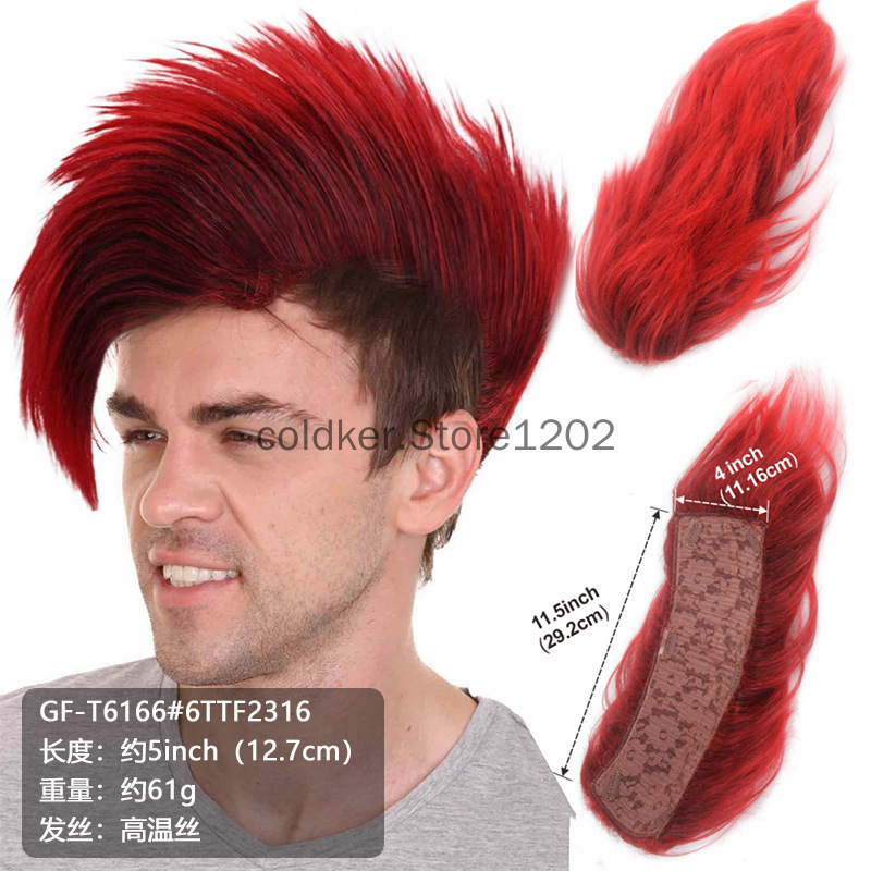 Men's Punk Mohawk Spiky Wig Re – Anime Cosplay With Red Hair recenzja i cena